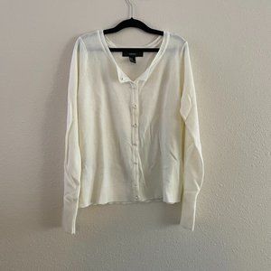 Forever 21, White Cardigan Sweater, Size Medium